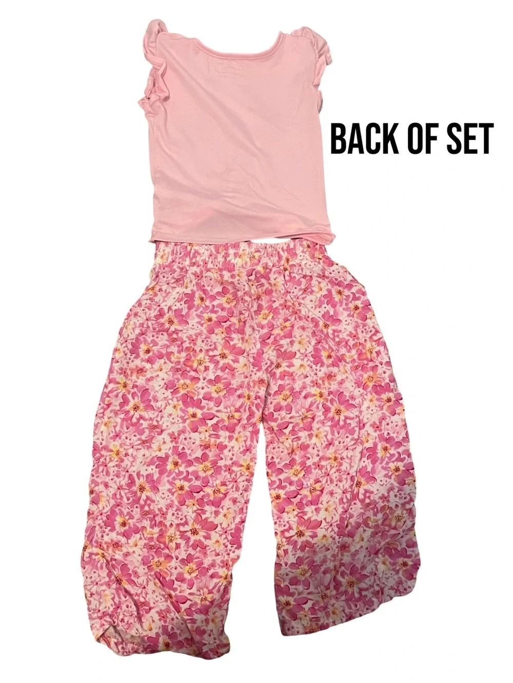 btween Pink 'Love' MatchingSet with Floral Pants and Scrunchie Size: 3T.